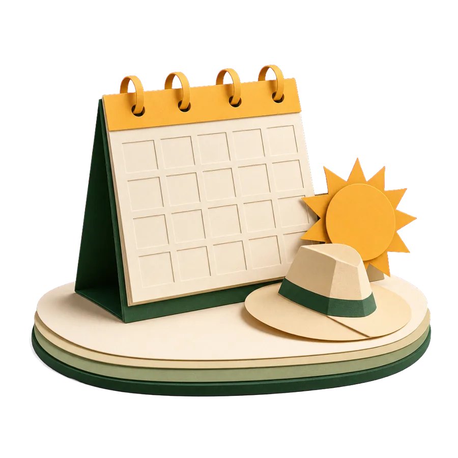 A desk calendar with a block of weeks ringed in mango, planning a winter that keeps the Pension Supplement