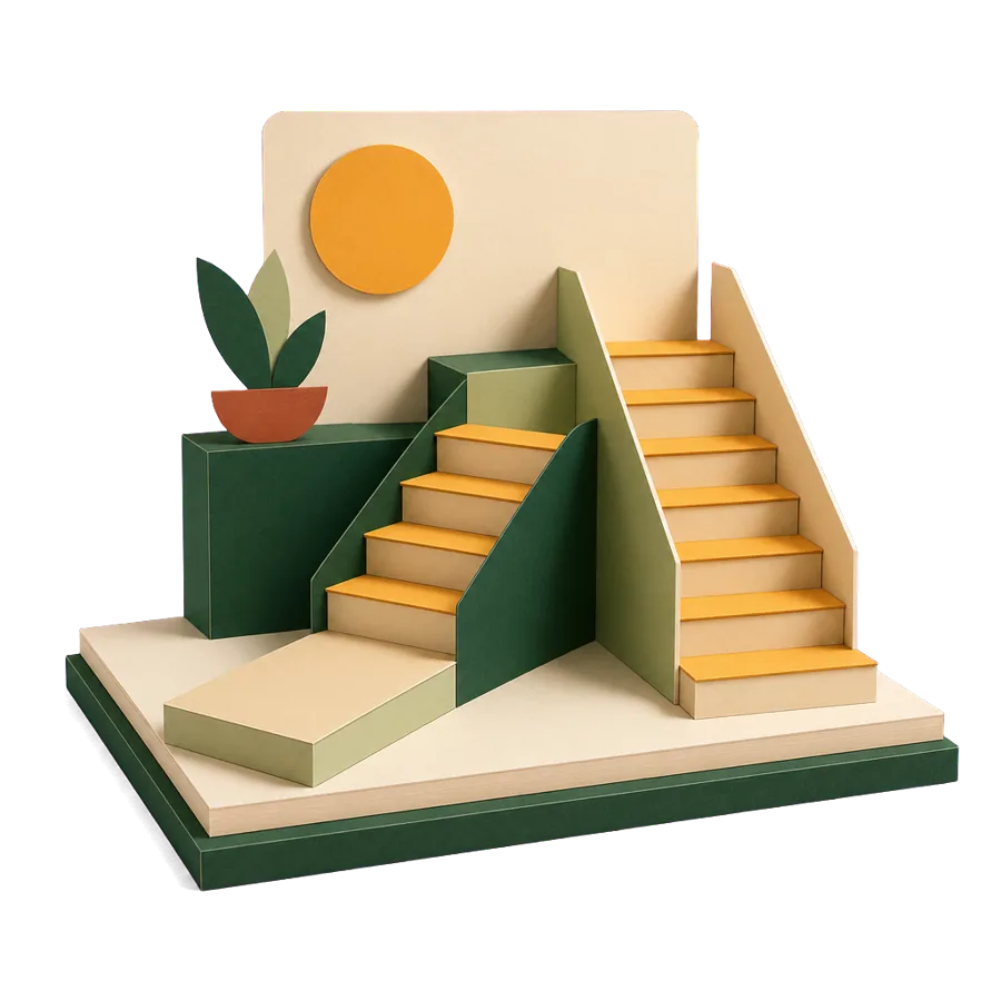 Two staircases, one with a flat landing first, showing the missing tax-free threshold for foreign residents