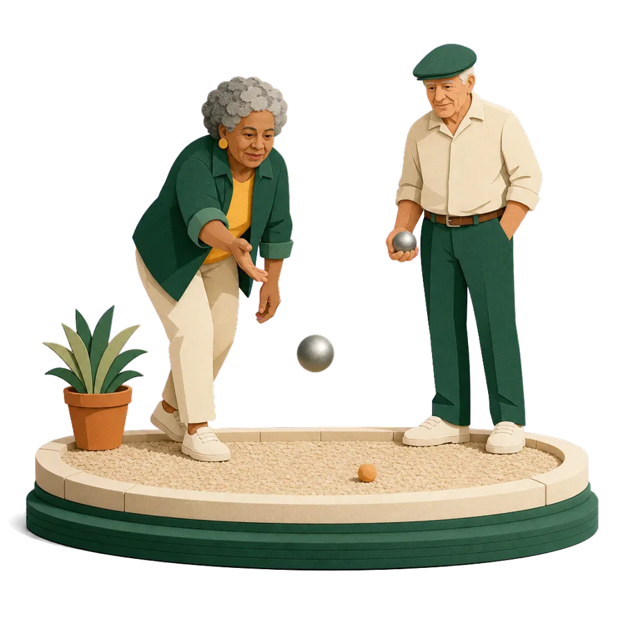 A retired woman throws a boule while a local man watches, for who France suits and what to weigh up