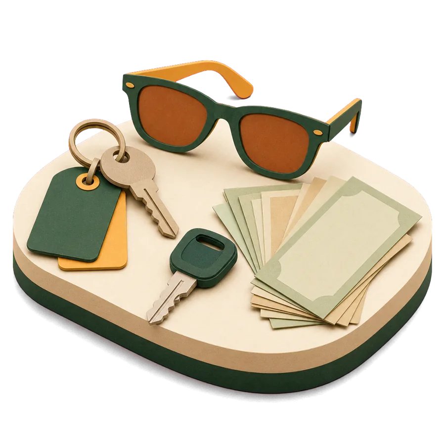 A condo key, a motorbike key, sunglasses and paper banknotes with no numbers, for what a month in Jomtien costs