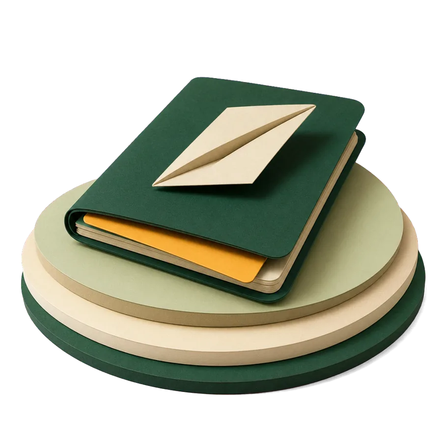A blank bank book and a paper aeroplane, for receiving the Australian Age Pension while living in Malaysia