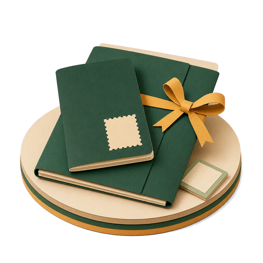 A generic passport and a blank document folder with a tile, for the D7 visa to live in Portugal as an Australian