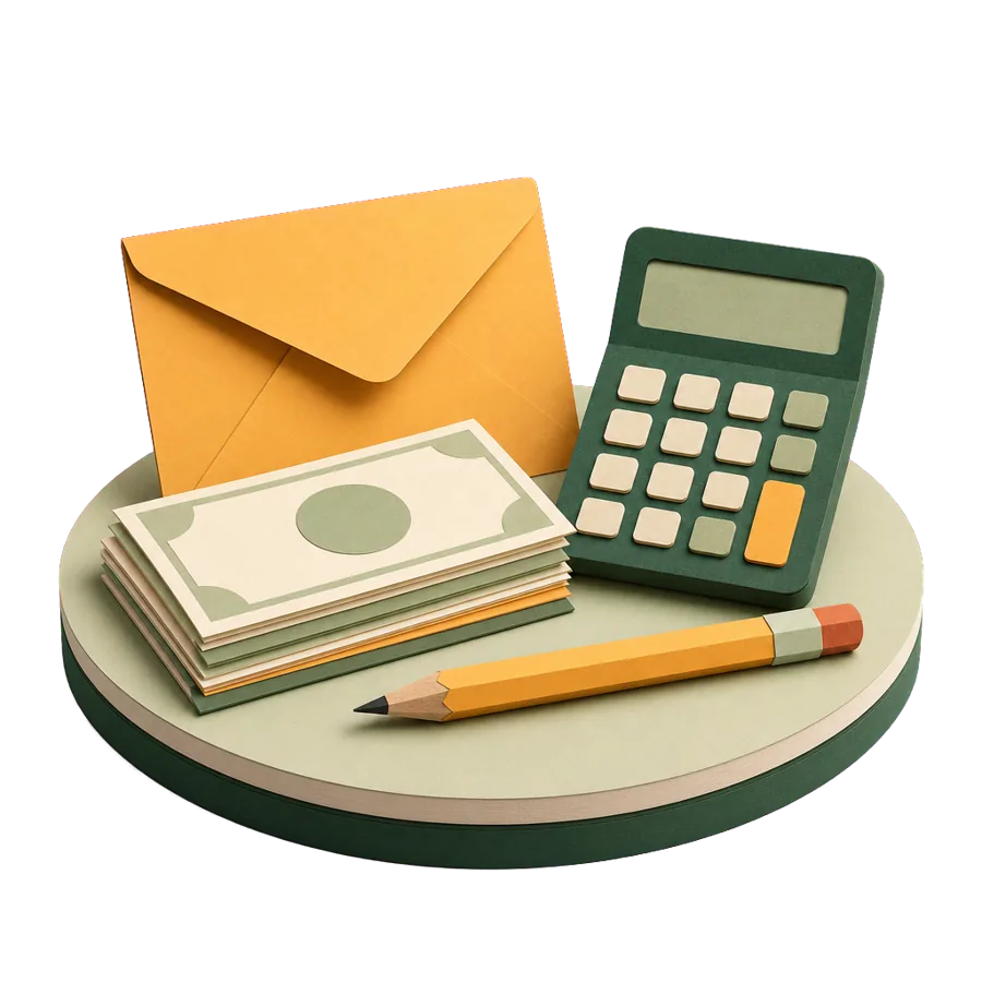 A pile of blank paper bills, an envelope and a calculator, for insurance and utility bills rising at home