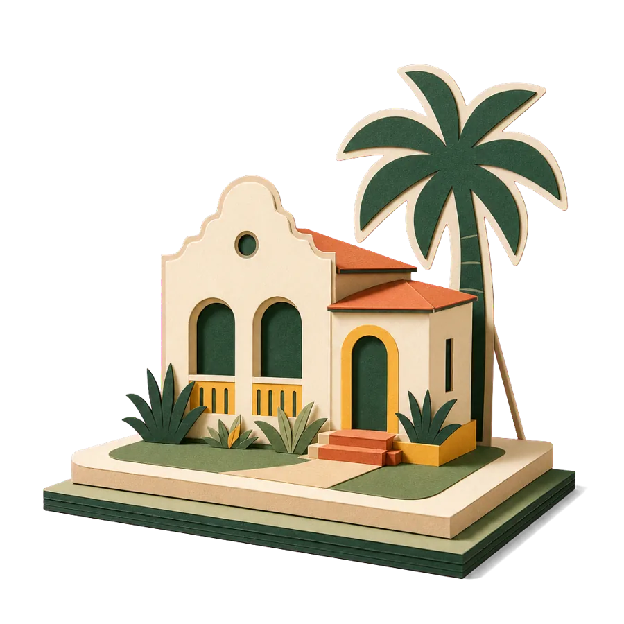 A flat paper villa propped up like a stage set, how property scams work overseas for Australians retiring abroad
