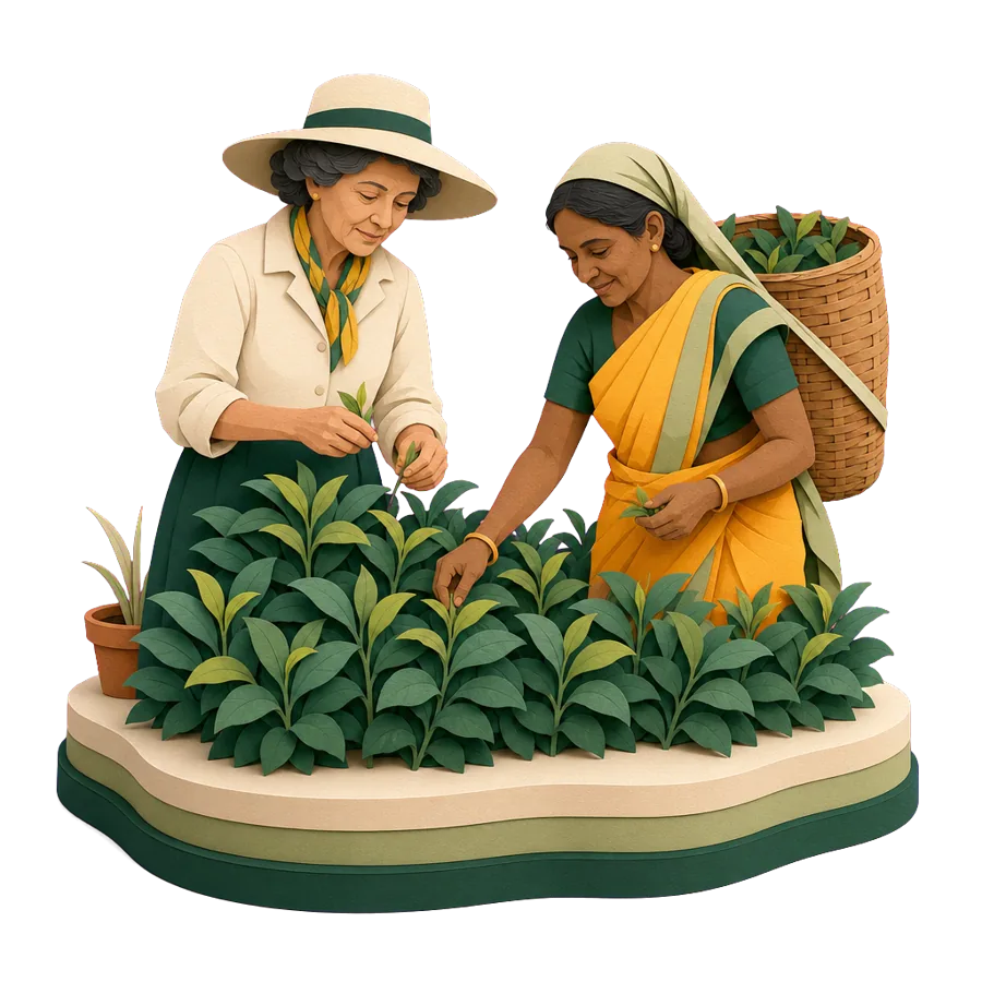 A retired woman picks tea leaves beside a local tea plucker, for who Sri Lanka suits and what to weigh up