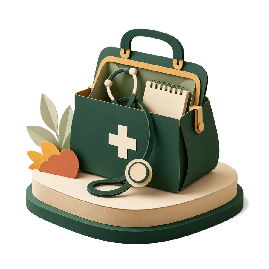 An open doctor’s bag with a stethoscope, for health care and insurance in Sri Lanka